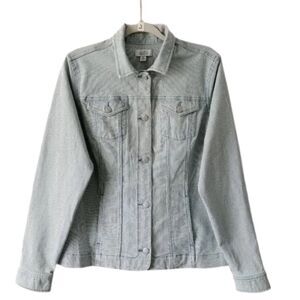 Croft & Barrow Women's Trucker Style Jean Jacket, Size Small, Vertical Stripes